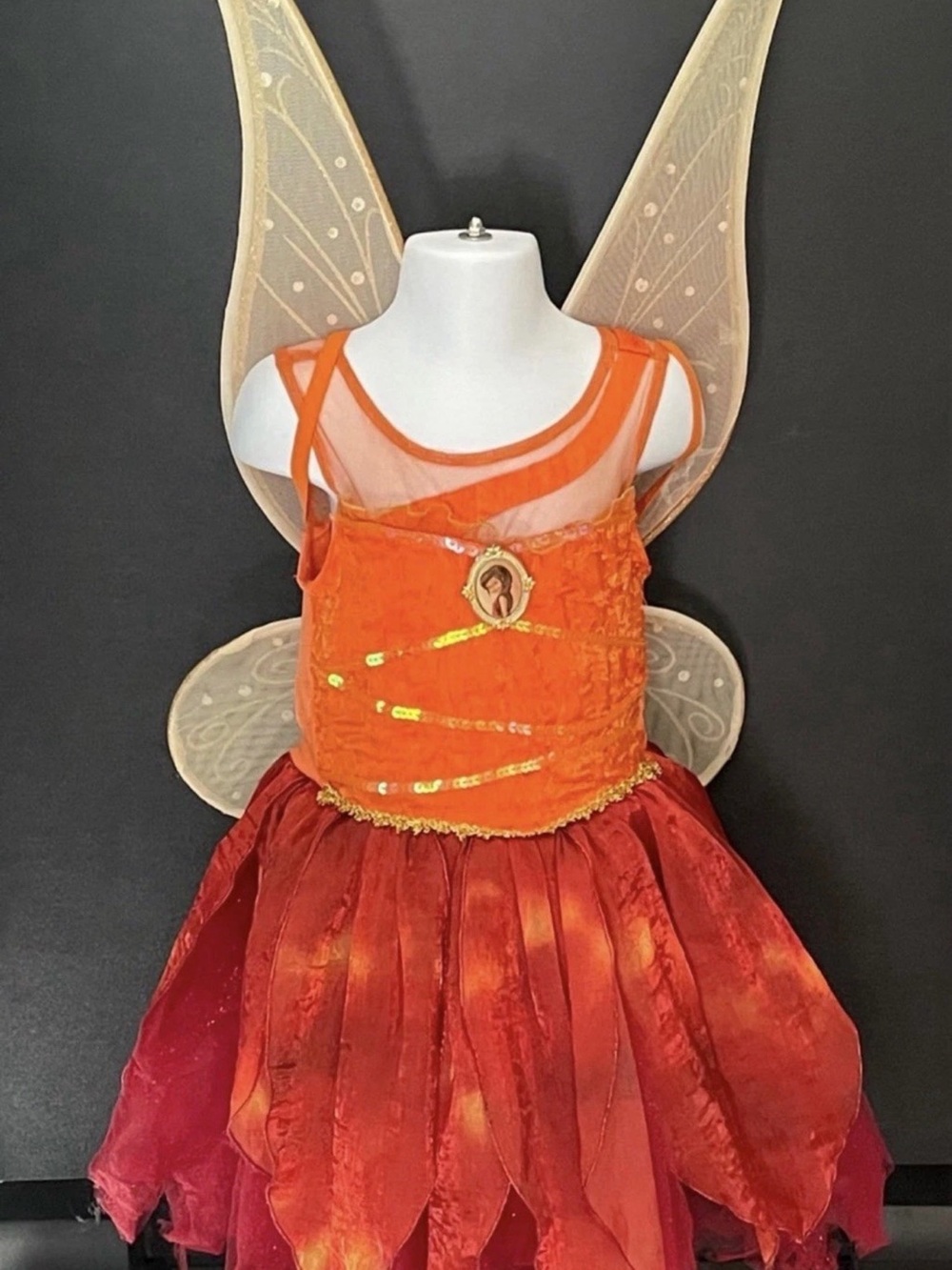 Disney Store Girls FAWN ANIMAL FAIRY COSTUME DRESS Size 4 w/Matching WINGS